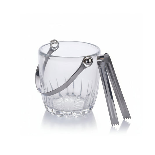 Crystal Glass Ice Bucket with Stainless Steel Tongs