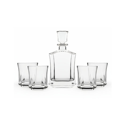 The Windsor Modern Whiskey Set – 5 Pieces (1 Decanter 27oz + 4 Glasses)
