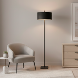 Utah Floor Lamp – Modern Minimalist Metal Lamp with Black Drum Shade