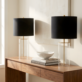 Haven Glass Table Lamp with Black Shade - Modern Luxury Lighting