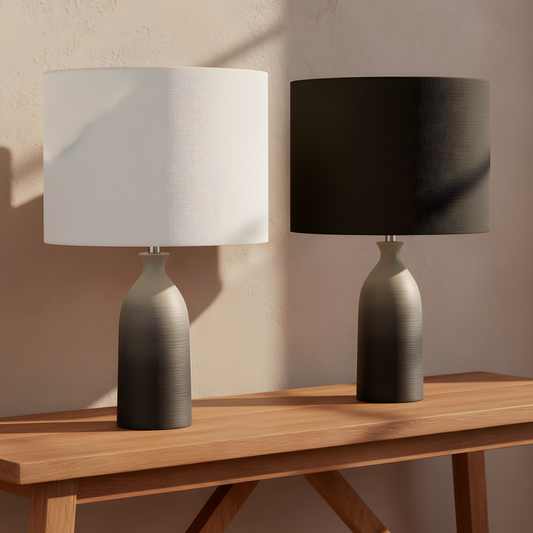 Vera Ceramic Gradient Table Lamp – Handcrafted Modern Design with Black Linen Shade