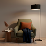 Utah Floor Lamp – Modern Minimalist Metal Lamp with Black Drum Shade