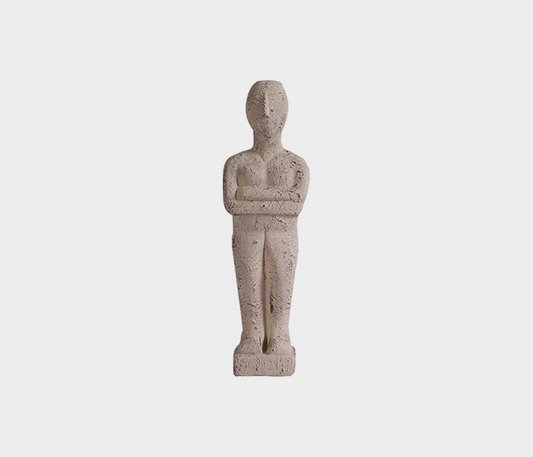 Idros Ancestral Cement Sculpture - Bring a touch of minimalist artistry to your space with this handcrafted cement human figure sculpture.
