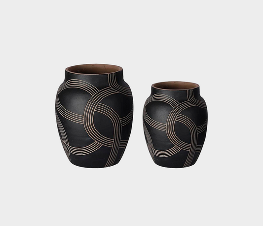 Saros Black Ceramic Striking Vases