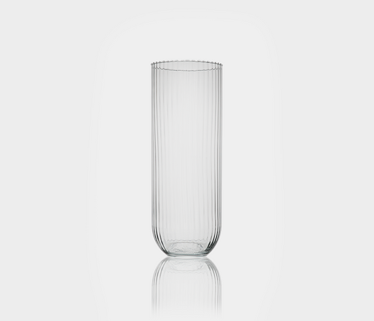 Famous Haus - Klaus Ribbed Cylindrical  Glass Flowerpot – Contemporary Elegance
