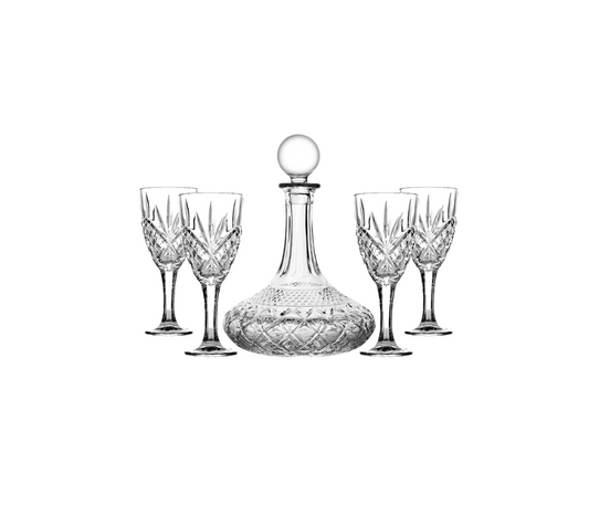 5-Piece Set with 4 Glasses and 1 Whiskey Decanter 47oz