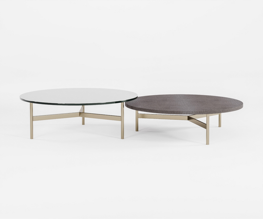 Set pieces - Coffee Table Double -Refined Balance: Tripod Coffee Table in Steel and Glass or Wood