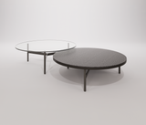 Set pieces - Coffee Table Double -Refined Balance: Tripod Coffee Table in Steel and Glass or Wood