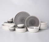 Athenas Elegant Porcelain Dinnerware Set - Service for 4 - Gray &Sand