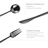 Lincoln 30 PCS - Stainless Steel Cutlery Set - Matte Black