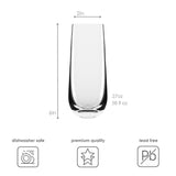 Melin stemless champagne flute Set of 6, Crystal Glass, 10 oz Champagne Glasses, Prosecco Mimosa Glasses