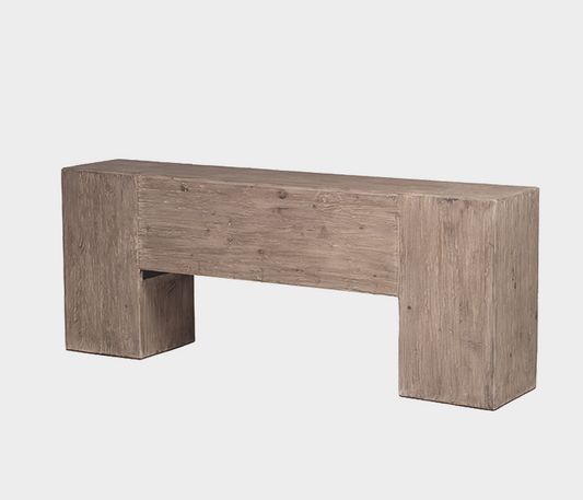 Famous Haus - Rustic Wood Console Table – Sculptural Presence