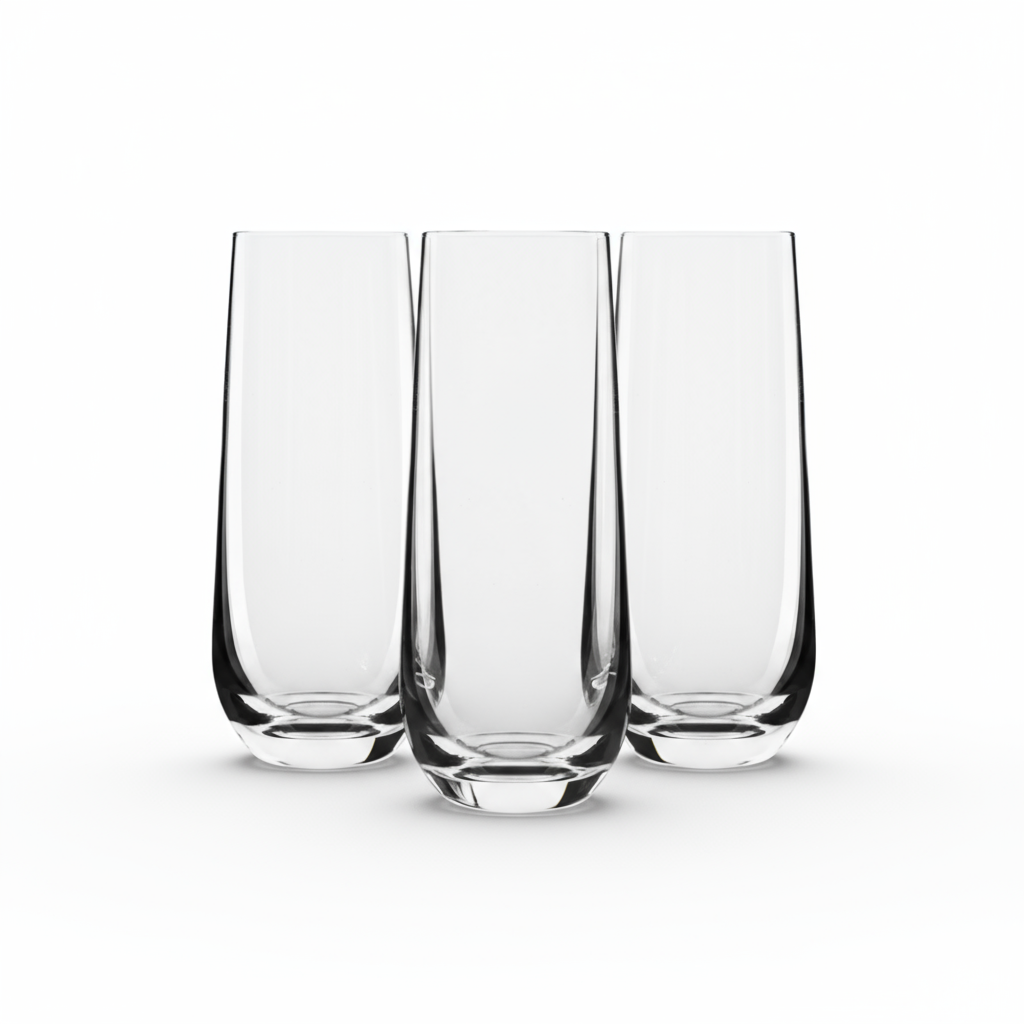 Melin stemless champagne flute Set of 6, Crystal Glass, 10 oz Champagne Glasses, Prosecco Mimosa Glasses