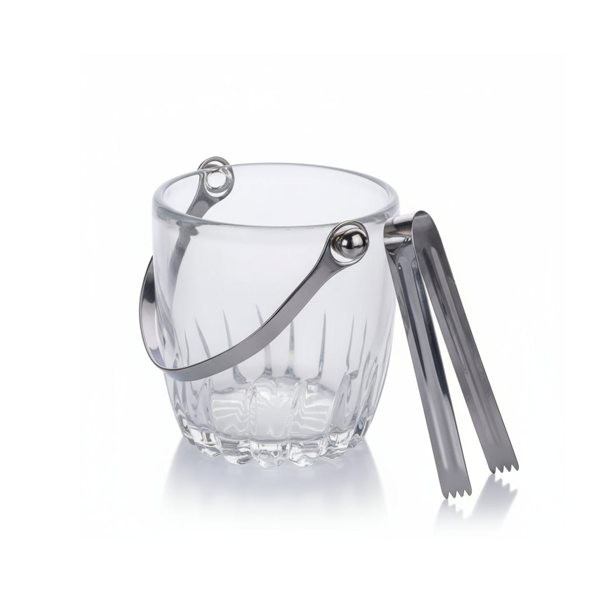 Crystal Glass Ice Bucket with Stainless Steel Tongs