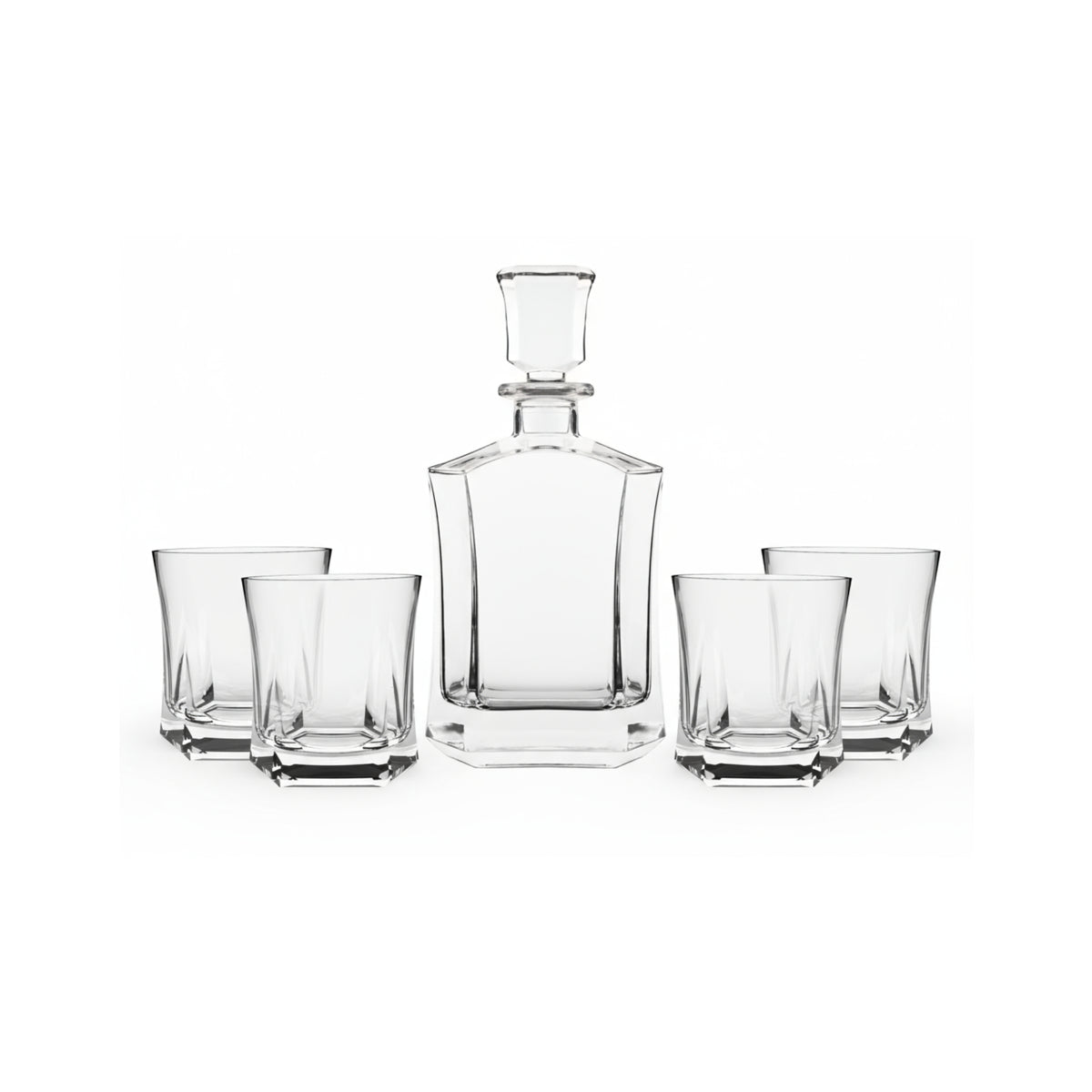The Windsor Modern Whiskey Set – 5 Pieces (1 Decanter 27oz + 4 Glasses)