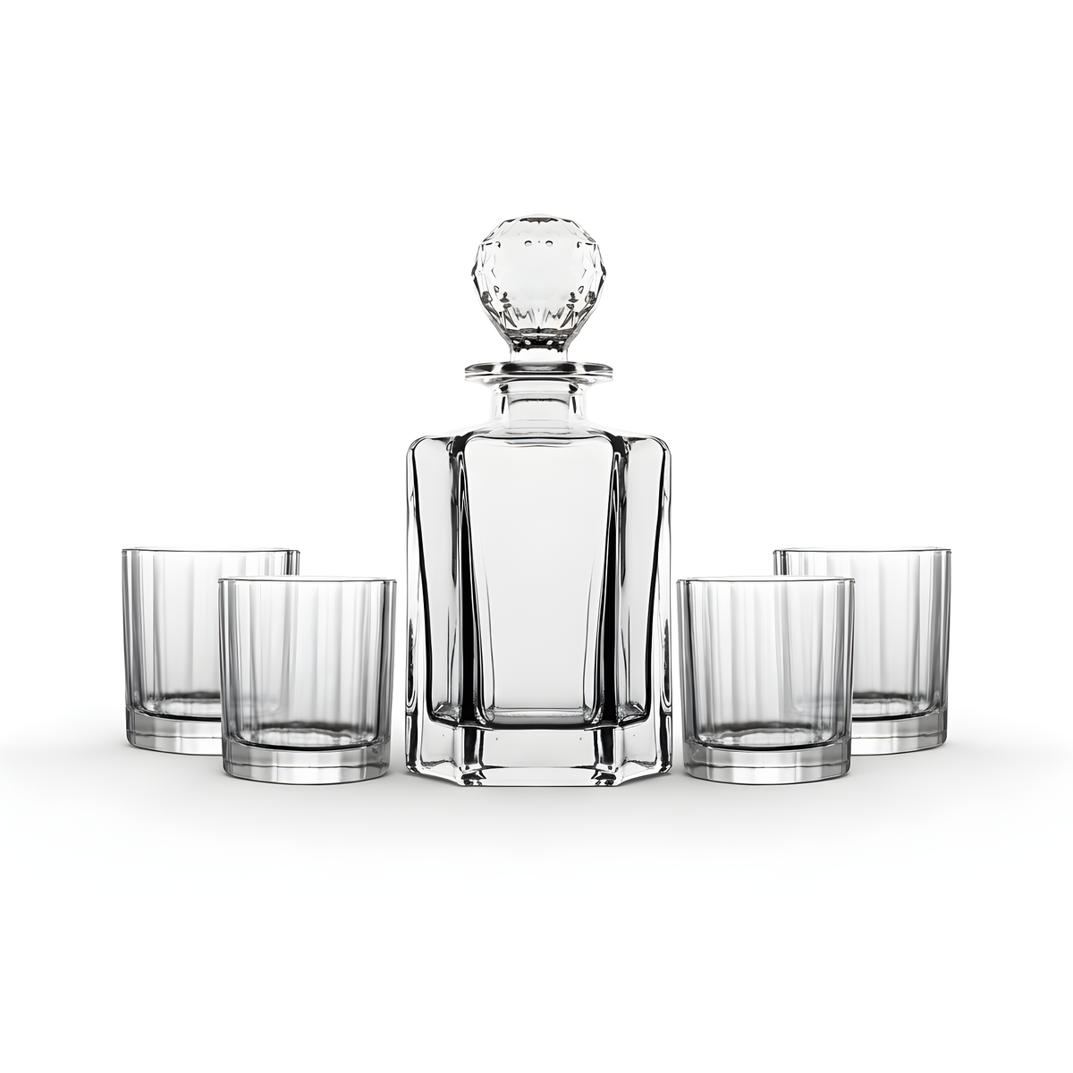 The Mercer Contemporary Whiskey Set – 5 Pieces (1 Decanter 27oz + 4 Glasses)