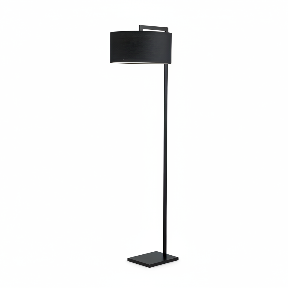Utah Floor Lamp – Modern Minimalist Metal Lamp with Black Drum Shade