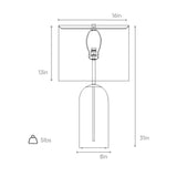 Eden Table Lamp – Clear Glass Base with Brass Stem and Black Fabric Shade
