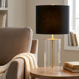 Haven Glass Table Lamp with Black Shade - Modern Luxury Lighting