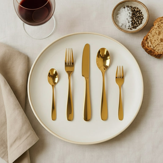 CAMBRIDGE 30 PCS - Stainless Steel Cutlery Set - Gold Matte