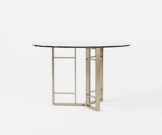 Famus Haus - Hipen Dining Table with Painted Stainless Steel Y-Base and Glass or Veneered MDF Top