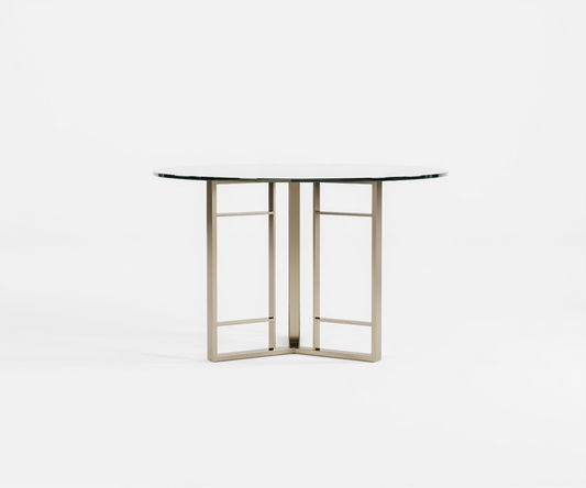 Famus Haus - Hipen Dining Table with Painted Stainless Steel Y-Base and Glass or Veneered MDF Top