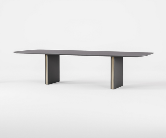 Famous Haus - Cross Rectangular  Dining Table with Rounded Corners and Stainless Steel Base
