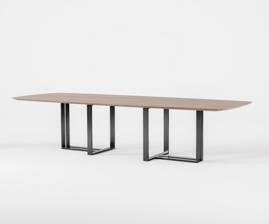 Famous Haus - EXPRESSO DINING TABLE - Dining Table with MDF Top and T-Shaped Stainless Steel Base