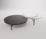 Set  pieces - Coffee Table Double -Refined Balance: Tripod Coffee Table in Steel and Glass or Wood