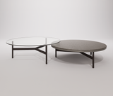 Set  pieces - Coffee Table Double -Refined Balance: Tripod Coffee Table in Steel and Glass or Wood