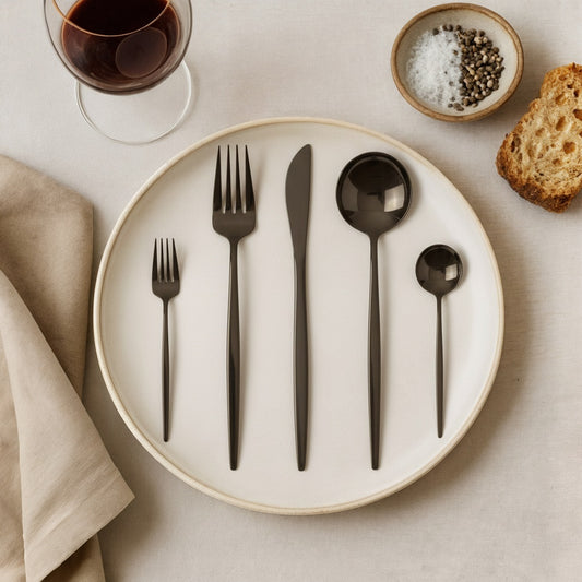 LINCOLN 30 PCS - Stainless Steel Cutlery Set - Black Matte