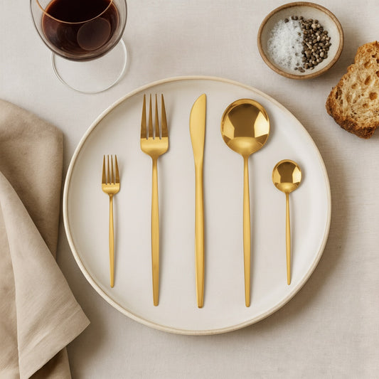 LINCOLN 30 PCS - Stainless Steel Cutlery Set - Matte Gold