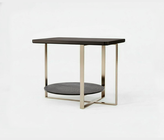 Famous Haus - Elegant Side Table – Timeless croc-effect synthetic leather Shelf