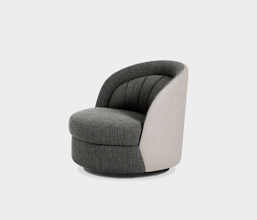 Harper Luxurious Swivel Armchair – Elegant Leather Trim