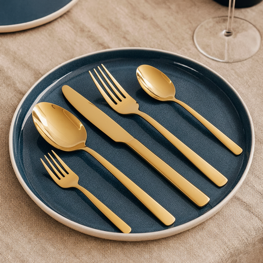 OXFORD 30 PCS - Stainless Steel Cutlery Set - Matte Gold