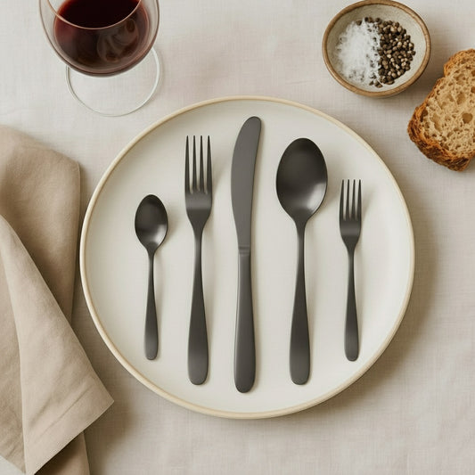 WINDSOR 30 PCS - Stainless Steel Cutlery Set - Black Matte