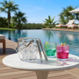 Crystal Glass Ice Bucket with Stainless Steel Tongs