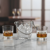 Crystal Glass Ice Bucket with Stainless Steel Tongs