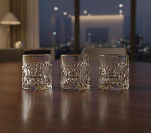 Orlo Set of 6 Spiral-Cut Crystal Whiskey Glasses | Premium Heavy Tumblers